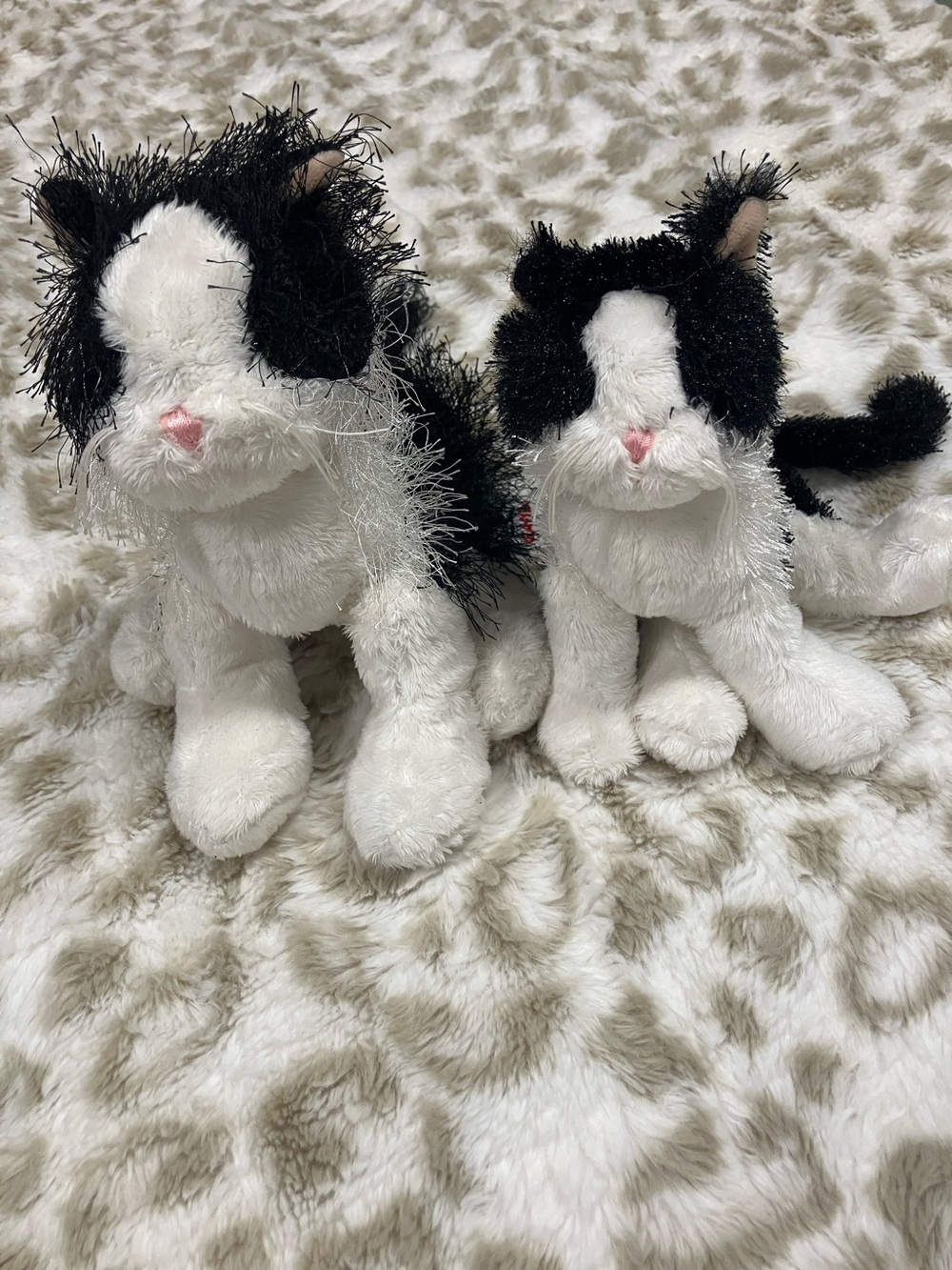 GANZ Black and White Plush Cat Pair - Soft Stuffed Kitties